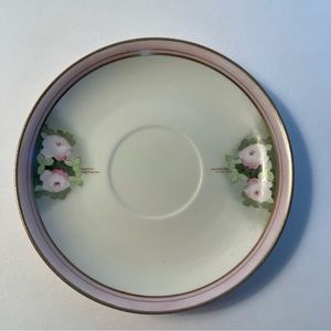 Antique MEITO CHINA Saucer Hand Painted Made in Japan Roses Pink Gold Band
